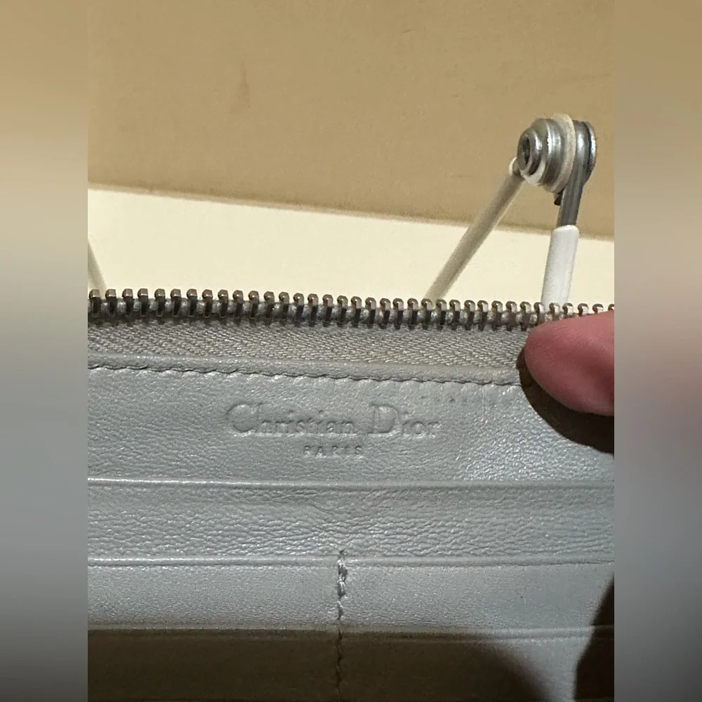 Dior Cannage Grey Zip Long Wallet